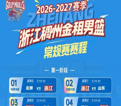 转需收藏20262027赛季CBA联赛浙江稠州金租男篮赛程!
