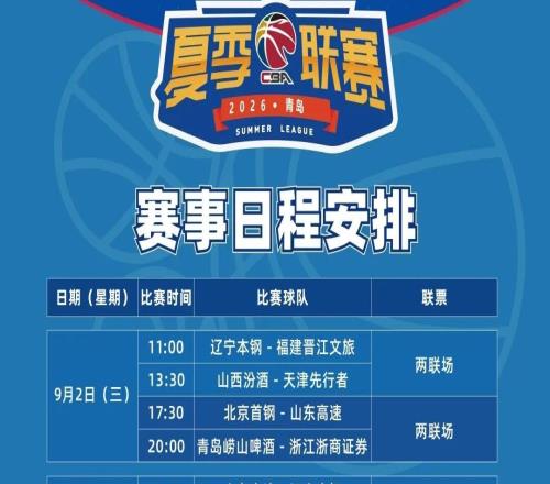 倒计时1天2026年CBA夏季联赛青岛双星锦湖杯，明日开战！